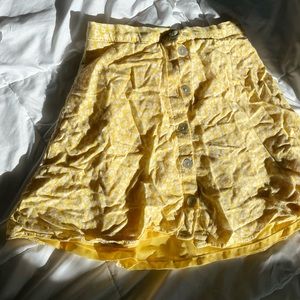 yellow flower mini skirt
